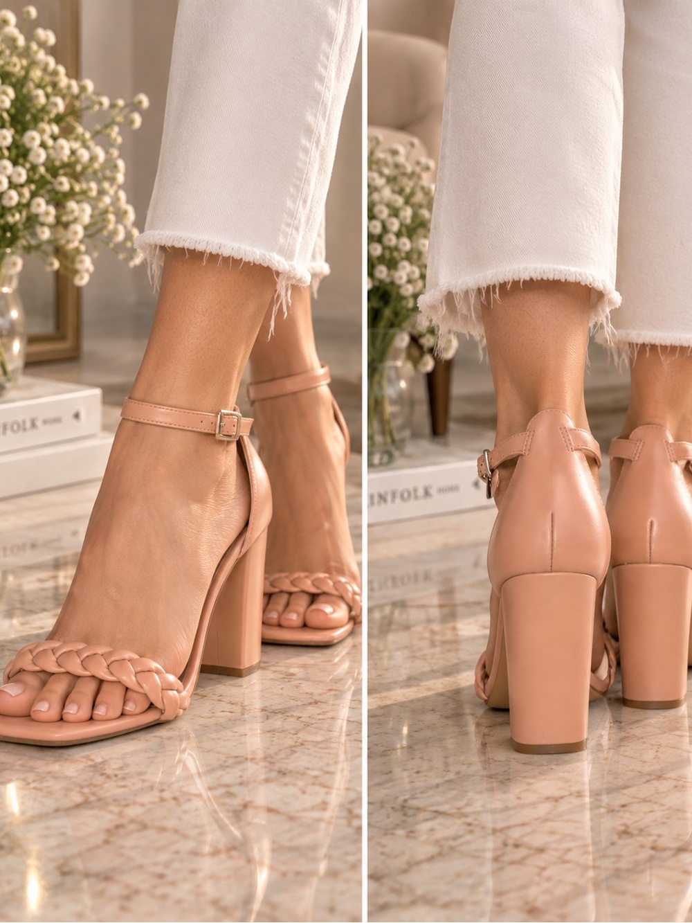 Nine West Braided Ankle-Strap Block Heel Sandals